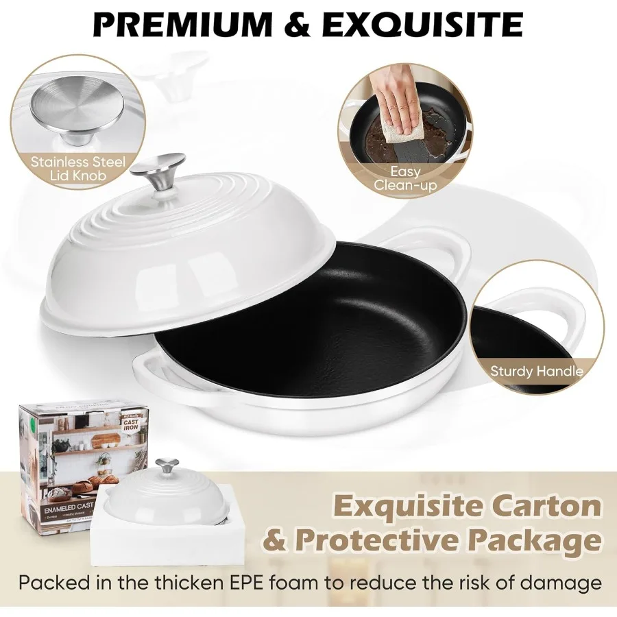 Голландская печь для хлеба для выпечки на тыкве 5,5 QT Эмалированная чугунная голландская печь с крышкой Форма для хлеба на тыкве с сверхмощными Dua