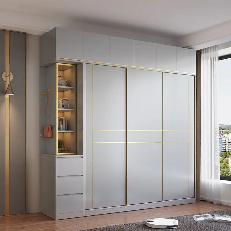 

Luxury Sliding Door Wardrobe Modern Simple Bedroom Big Storage Wooden Elegant Vertical Closet Organizer Guarda Roupas Furniture