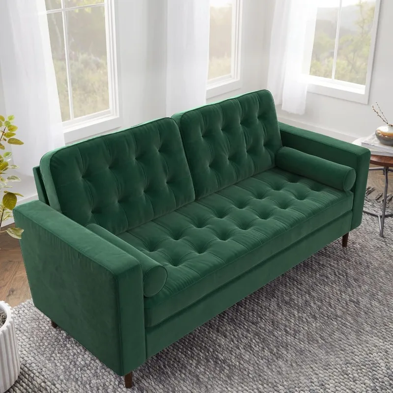 Lynnwood Upholstered Sofa - Couch for Living Room Office or Bedroom - Mid-Century Modern Design Furniture - Buttonless Tufting