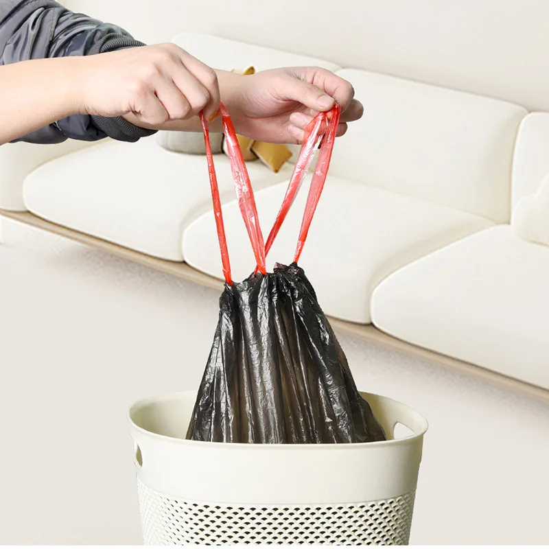 12pcs/1 Roll Trash Bags Disposable Thickened Garbage Bag Vest-style Garbage Can Storage Bag Household Kitchen Plastic Bag