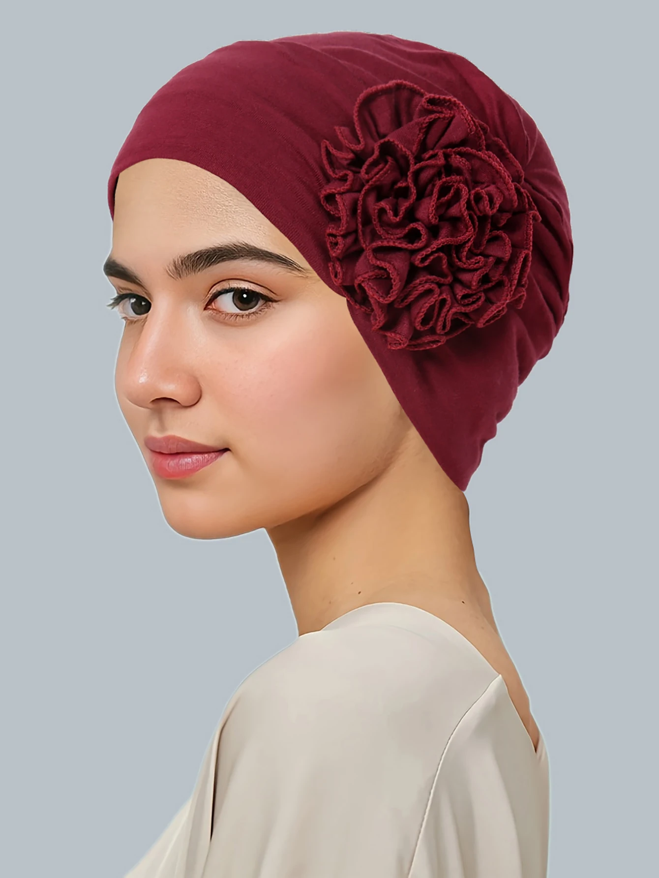 Women\'s Muslim Hijab Cancer Chemo Caps Flower Turban Cap Hair Loss Headscarf Elastic Trendy Ladies Hijabs Bonnet Headwear