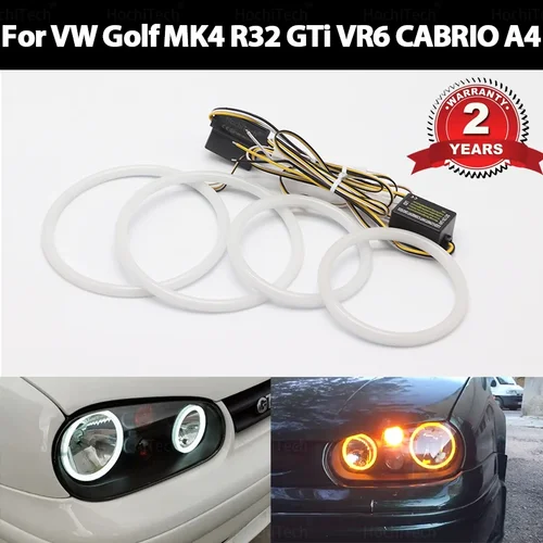 Para Volkswagen VW Golf MK4 R32 GTi VR6 CABRIO A4 1998-2004 Switchback luz de algodón LED Angel Eye Halo de doble Color