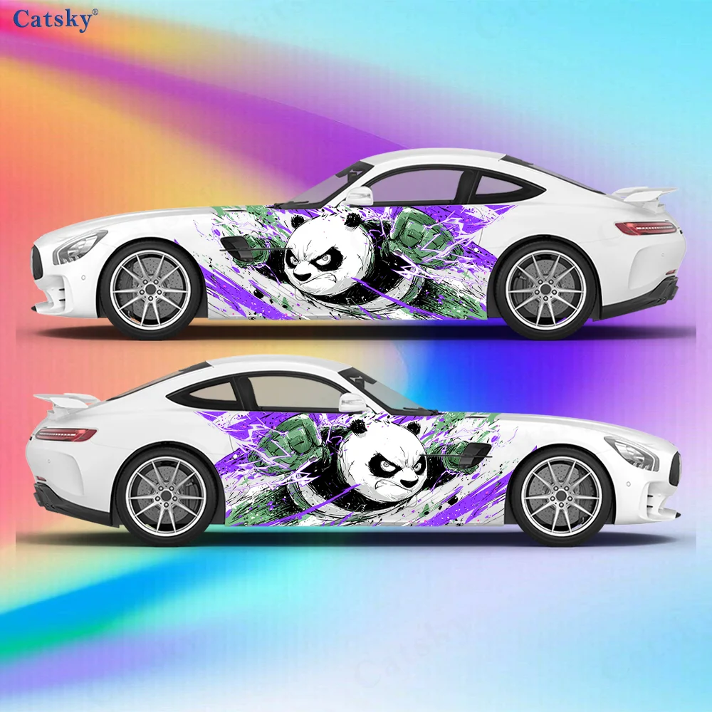 Lightning Kung Fu Panda Car Vinyl Wraps Decal Self-adhesive PVC Sticker Suitable for Trucks SUV Decoration Auto Accessories