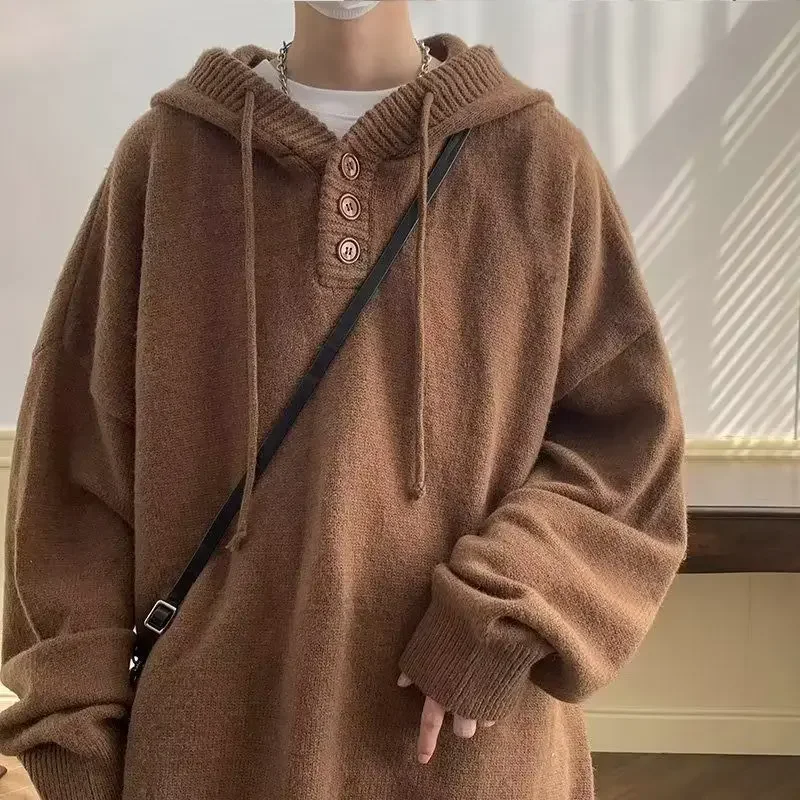 Korean style hooded sweater men spring and autumn retro lazy jacket casual loose oversize hooded sweater men clothing y2k tops