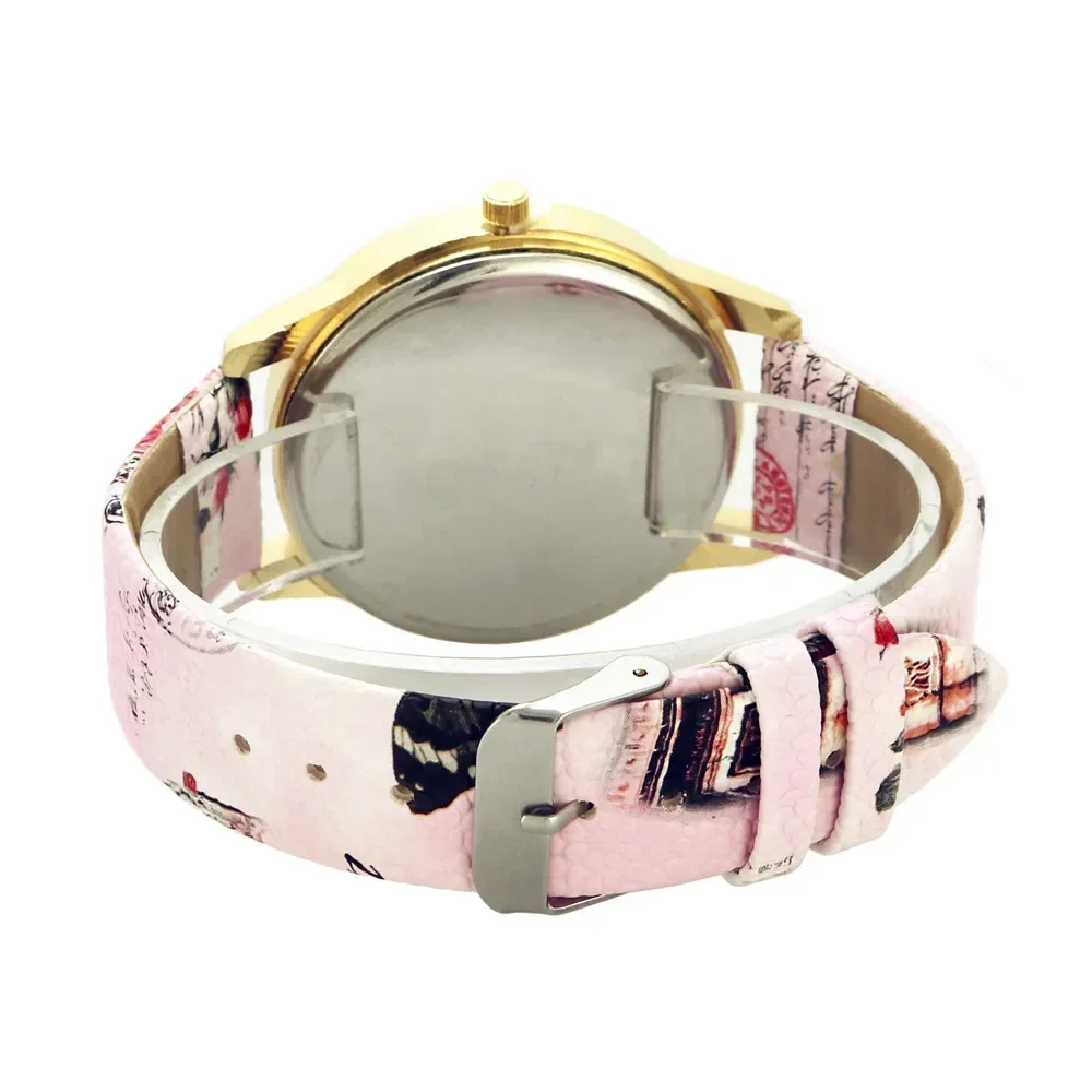 Montre-bracelet en similicuir pour femme, montre à quartz, cadran rond, fleur incrustée de biscuits, mode