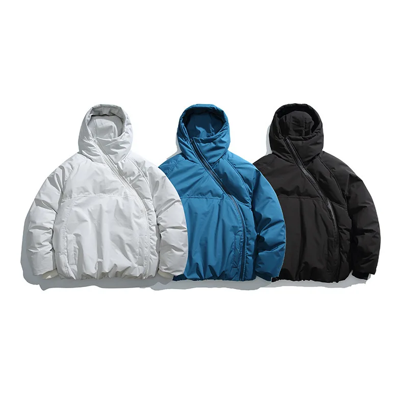 2025 الشتاء الرجال السترات قطري سستة مقنعين سترات رشاقته معطف دافئ أسود فضفاض عادية وسادة مبطنة أبلى للذكور