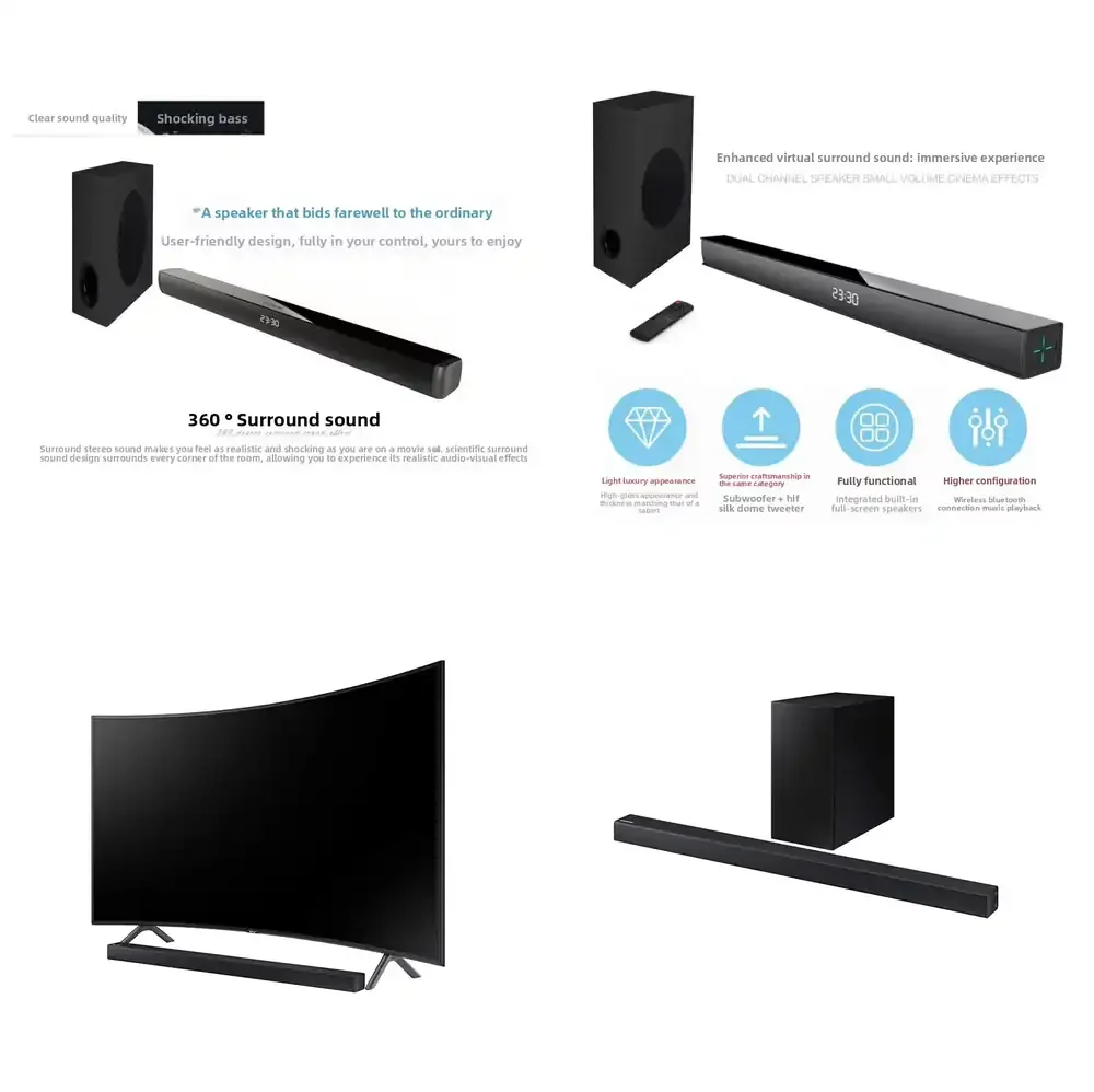 TV Soundbar with Long Echo Wooden Design 8-Speaker Home Theater Audio System for Living Room