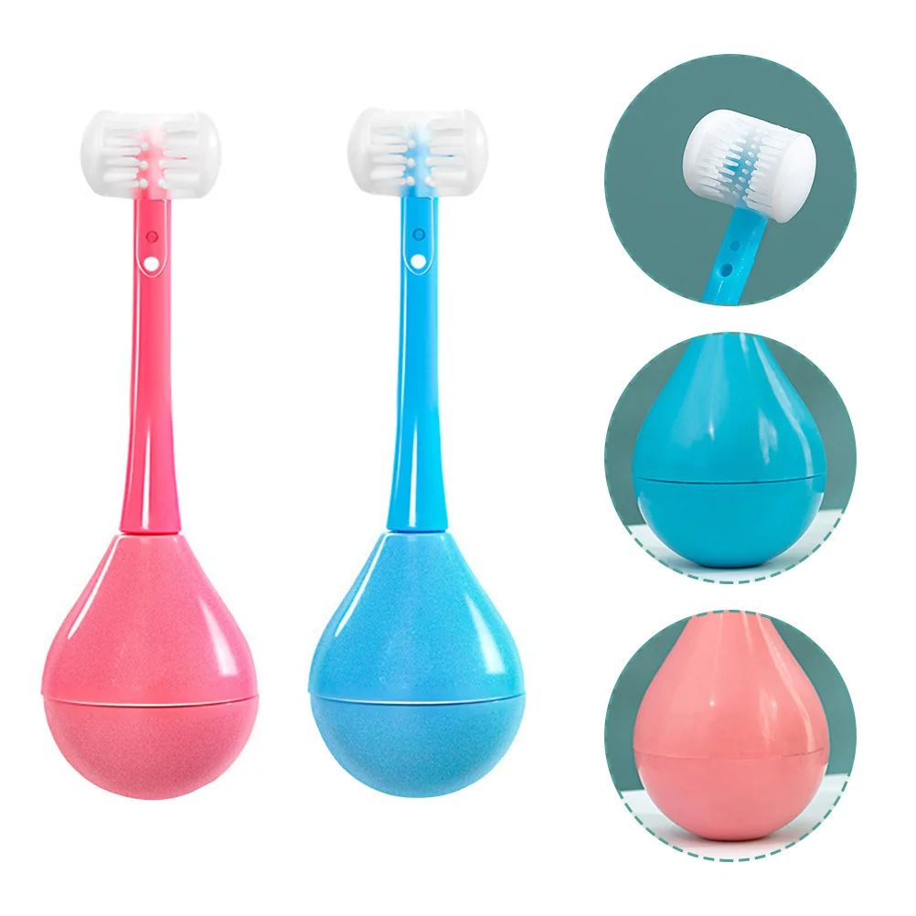 

2pcs Kids Toothbrush Tumbler Design Silicone Pp Supple Bristles For Children Oral Care Teeth Cleaning Tool Toddler Toothbrush