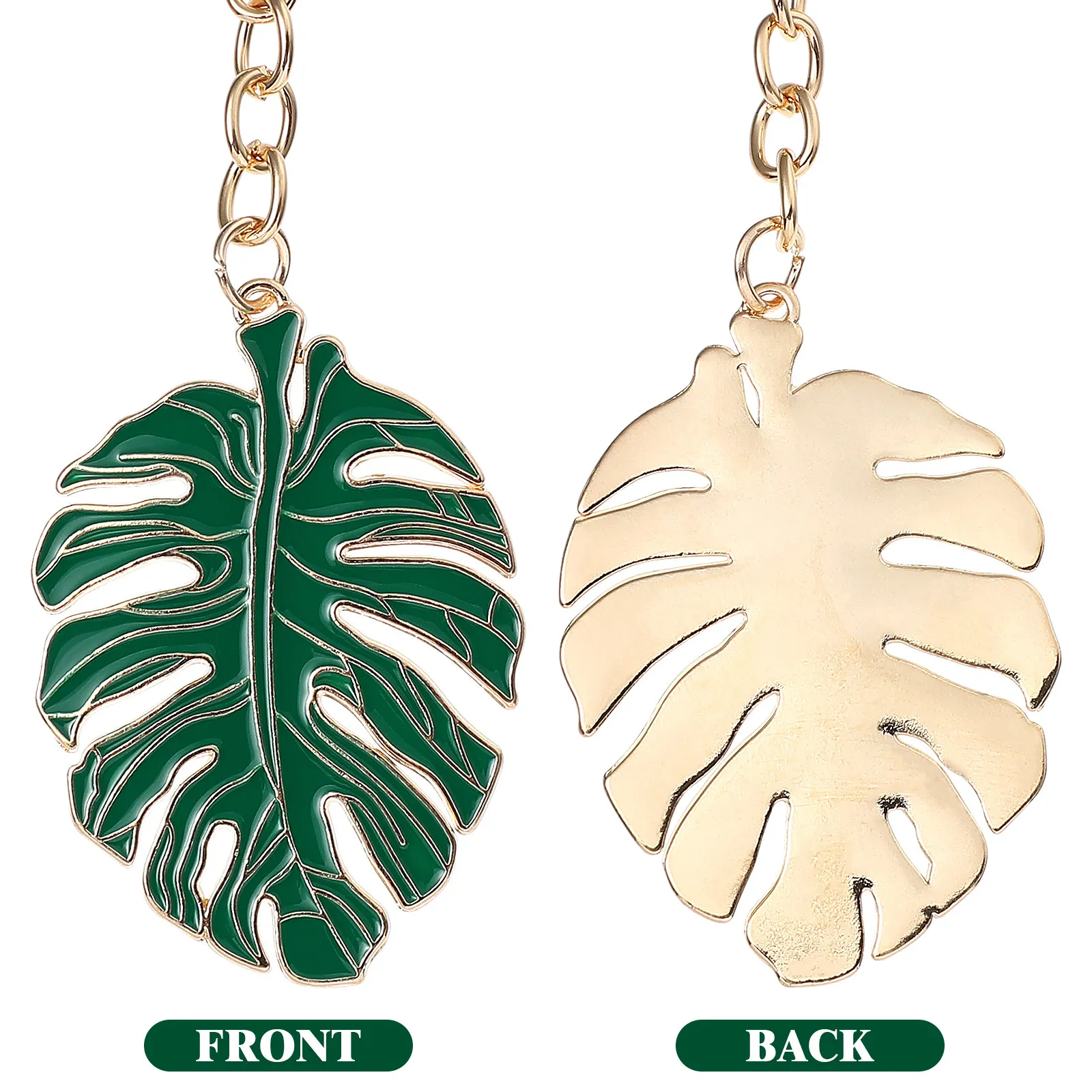 Green Leaf Keychain Metal Key Ring Personality Key Holder Fashion Pendant for Home Car Office Keys Organization Christmas