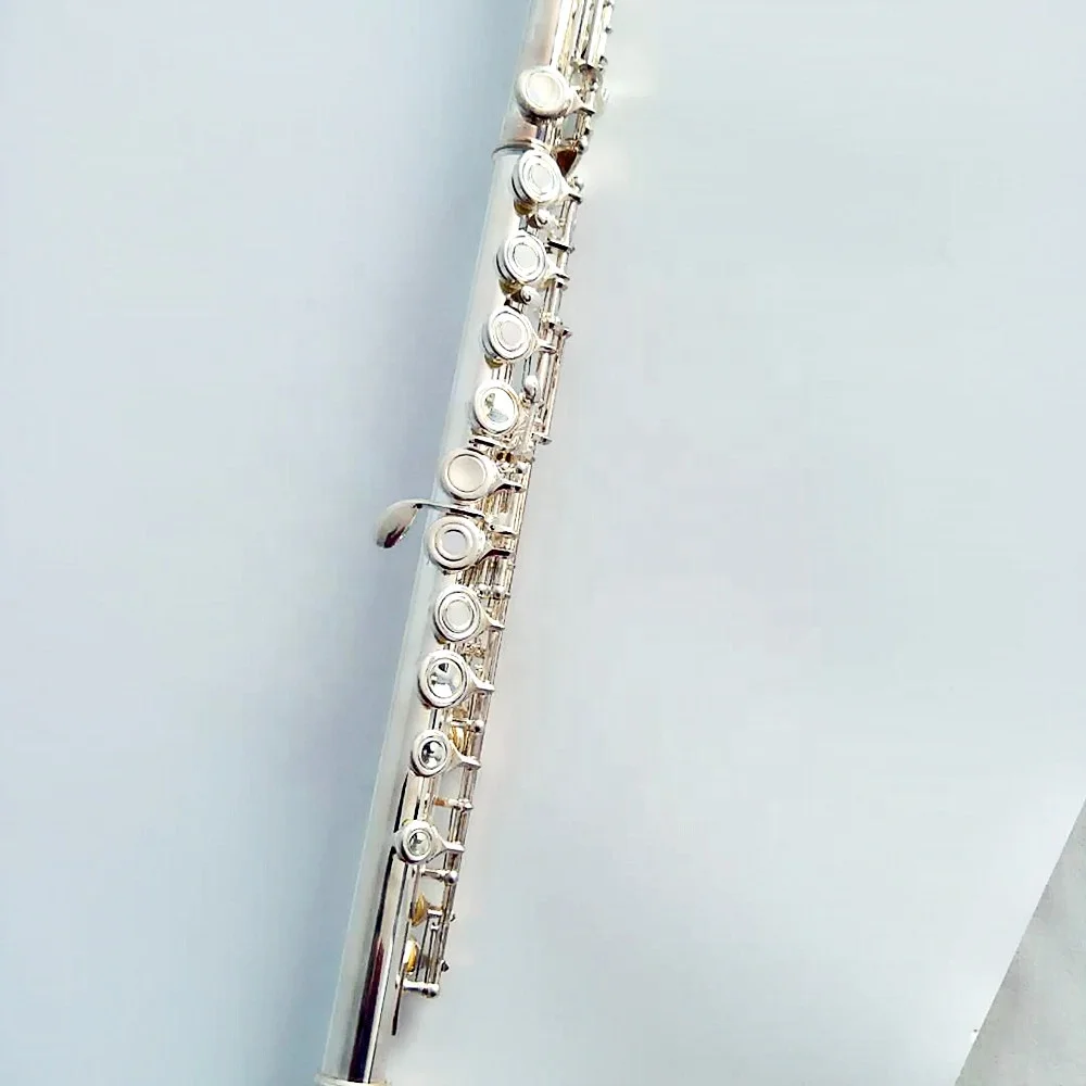 16/17‑Hole Silver‑Plated Open‑Hole Design Flute Woodwind Musical Instrument for Student Home Practice Stage Performance