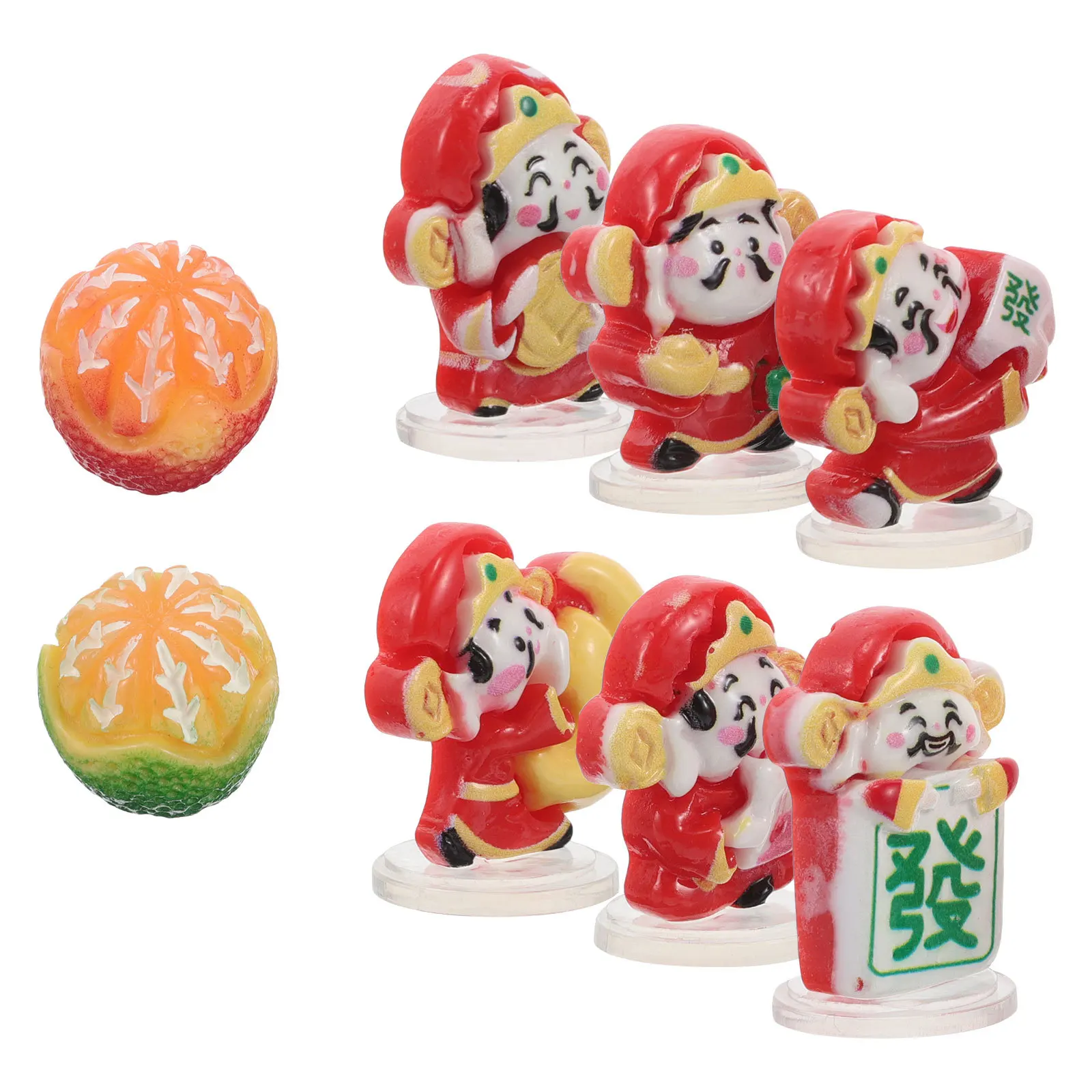 

8pcs Car God Of Wealth Statue Spring Feng Shui Ornaments For Vehicle Display Home Names Of Ornaments Desktop Lucky Charm