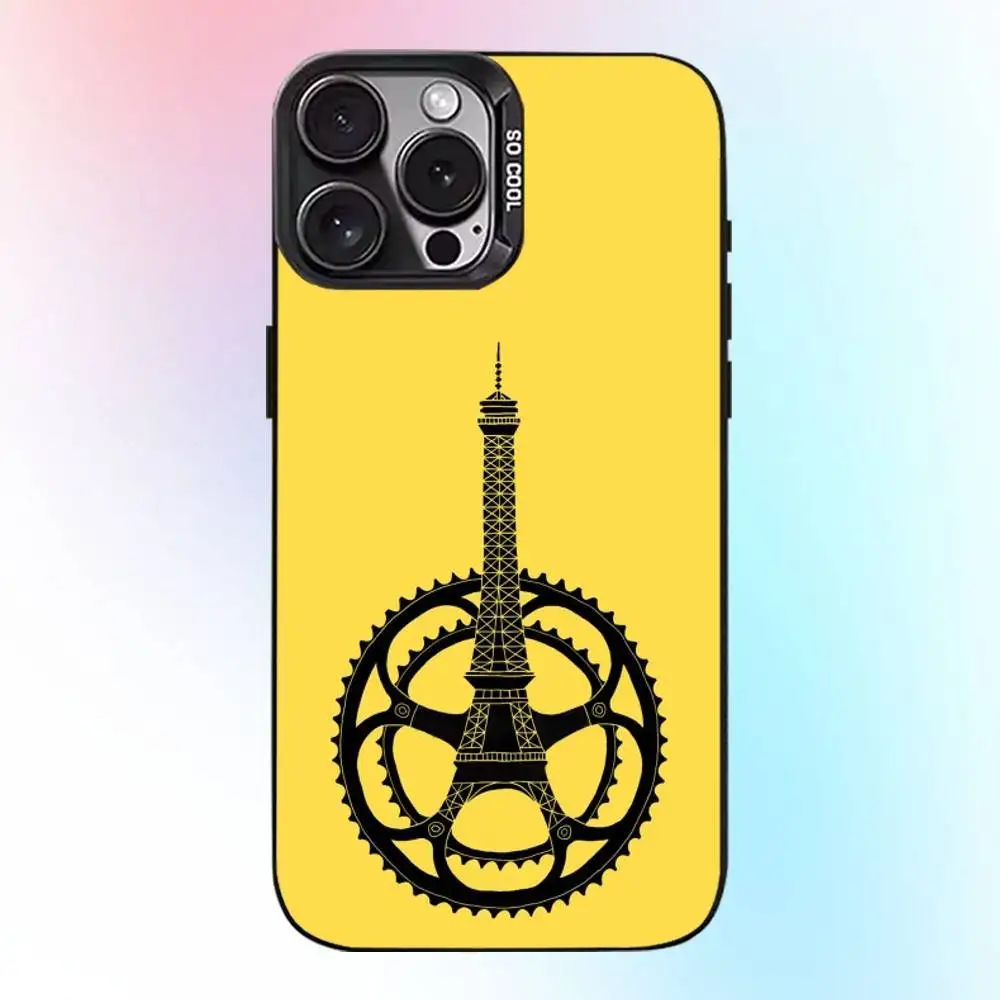 Tour de frança bicicleta exercício caso de telefone para iphone17,16,15,14,13,12,11 plus, pro max preto doce fosco capa à prova de choque