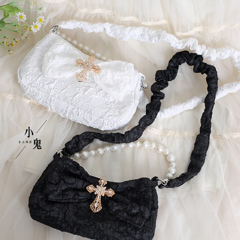 

Designed Lolita Lace Bow Handbag Cute Sweet PU Lolita Crossbody Bag Kawaii Uniform Sweet Shoulder Bag Bolso сумка