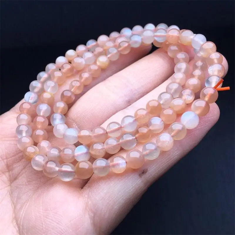 

5.5MM Natural Colored Moon Stone Triple Circle Bracelet Fashion Healing Personalized Women Holiday Gift 1PCS