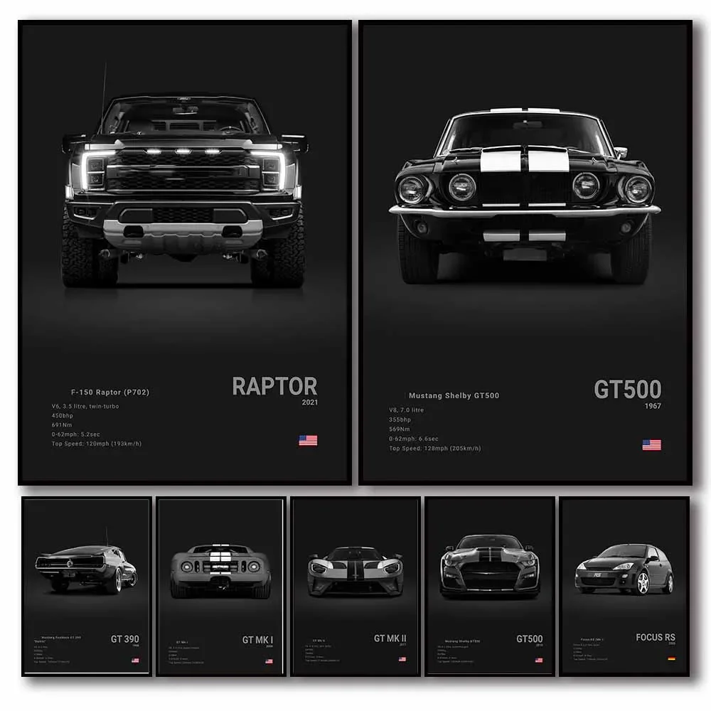 Pop Off Road Car Face Photography Poster Aesthetic Luxury MK1 RS GT500 Supercar GTR SUV Canvas Print Wall Art Garage Room Decor