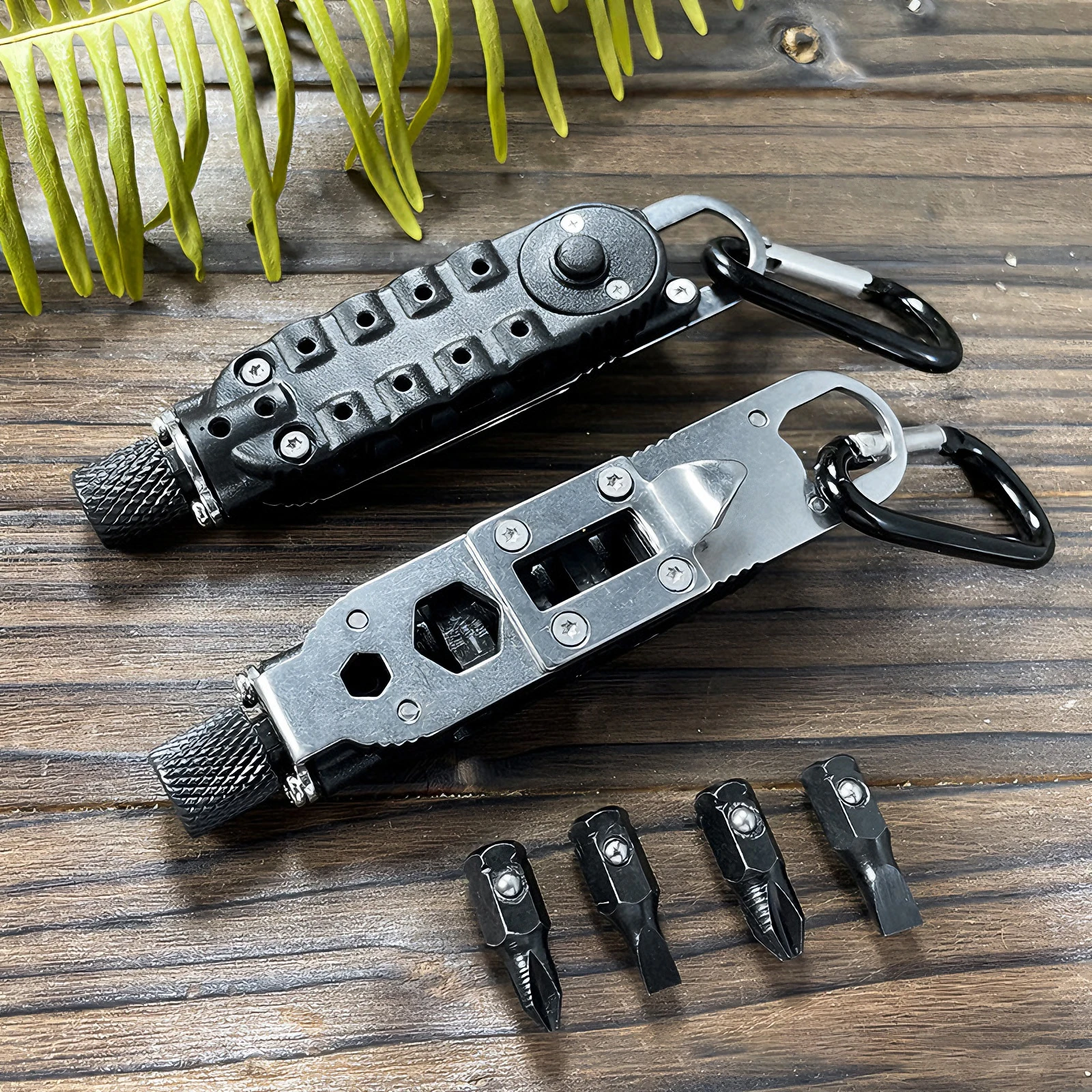 Portable EDC Multitool Keychain PH1/2 SL1/2 Screwdriver Bits Bottle Opener Hex Wrench Carabiner for Camping Outdoor Hand Tools