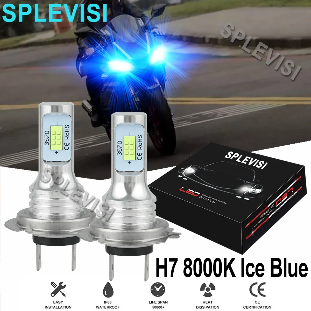 

2x 8000K Ice Blue Motorcycle LED Headlight Bulbs For Yamaha YZF-R3 2015 2016 2017 XV1900 Roadliner 2006-2007 luz led para moto