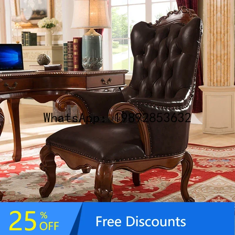 

All solid wood American solid wood single sofa chair living room casual European retro carved armchair