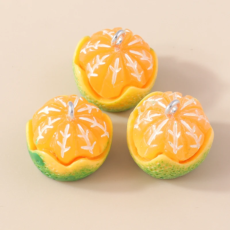 20 Stück Niedliche Frucht-Anhänger aus Harz, Orange-Charms für Schmuckherstellung, DIY Ohrringe, Halsketten, Armbänder, Accessoires – Detail 5