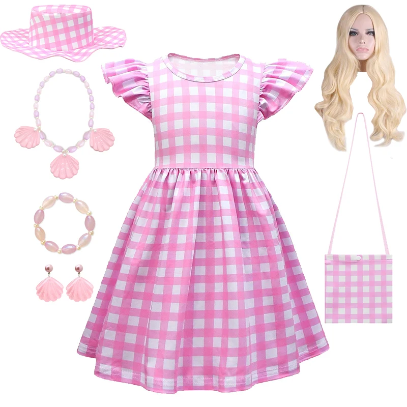 

Pink Girls Cosplay Costumes for Baby Girls Halloween Pink Dress Kids Clothes 2023 Pink Movie Dress Birthday Party Clothing 2-10Y