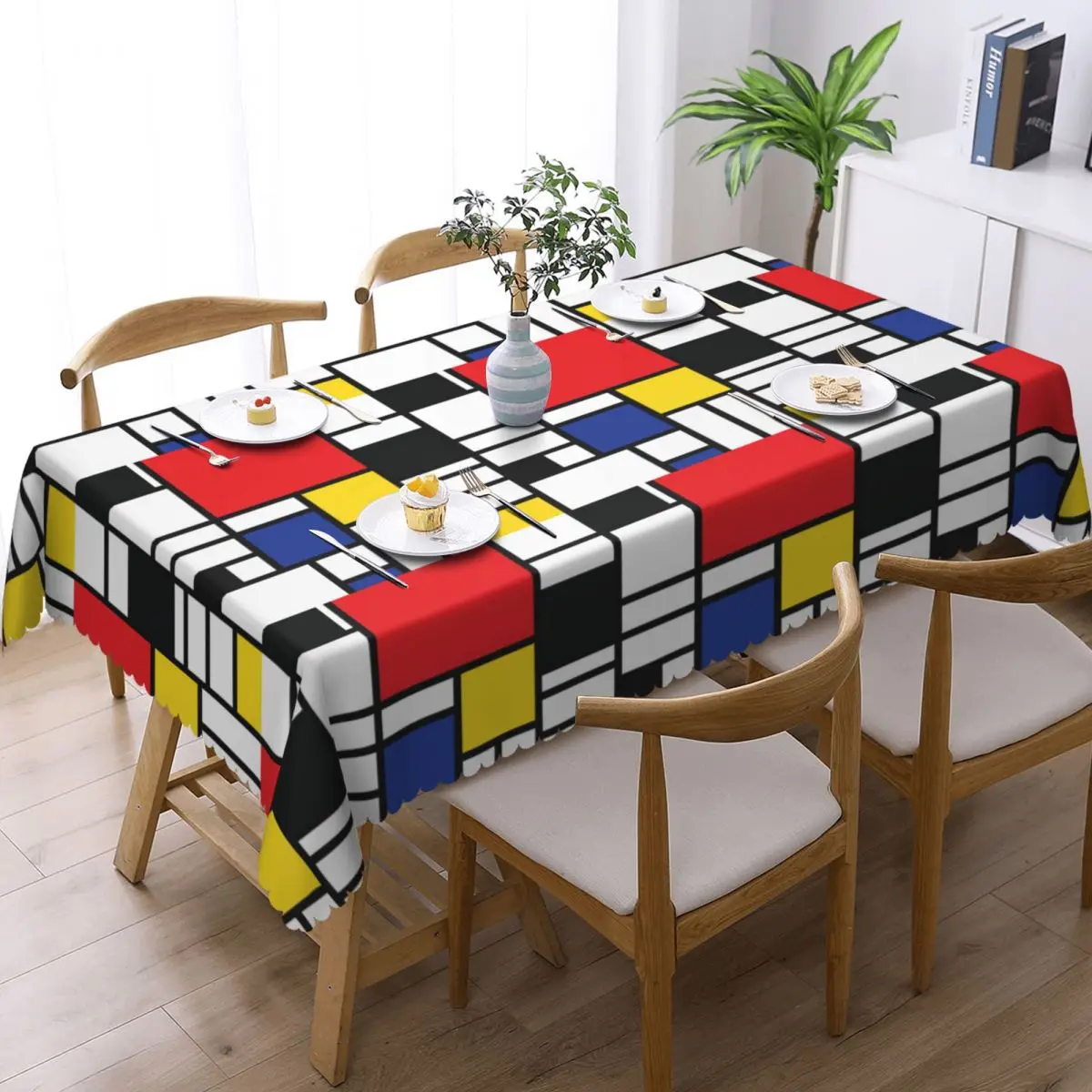 Piet Mondrian De Stijl Tablecloth Rectangular Waterproof Abstract Art Colorful Table Cover Cloth for Dining Room