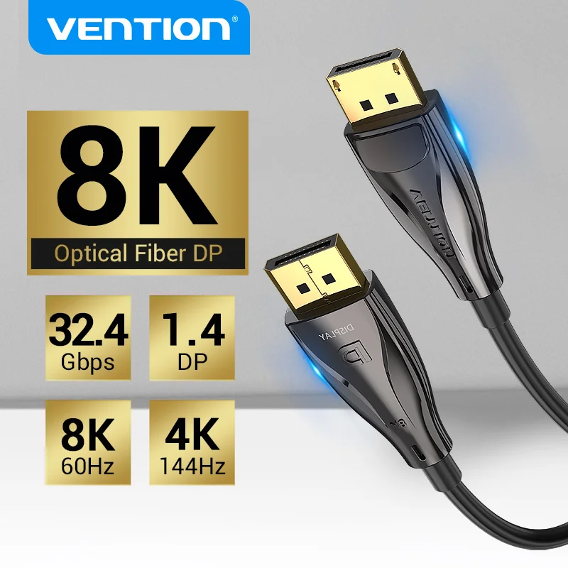 

Vention Fiber Optic DisplayPort Cable DP 1.4 8K@60Hz 4K@144Hz Optical Fiber DP to DP for Projector TV Laptop DisplayPort 10m 15m