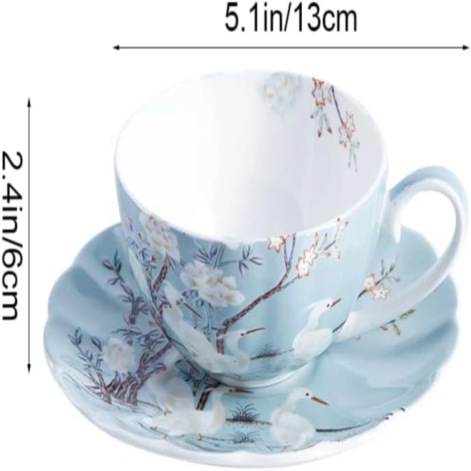 unning Elegance to Your Coffee Breaks - Beautiful Blue and White Ceramic Espresso Mugs, Perfect for Afternoon Tea - Delicate Flo