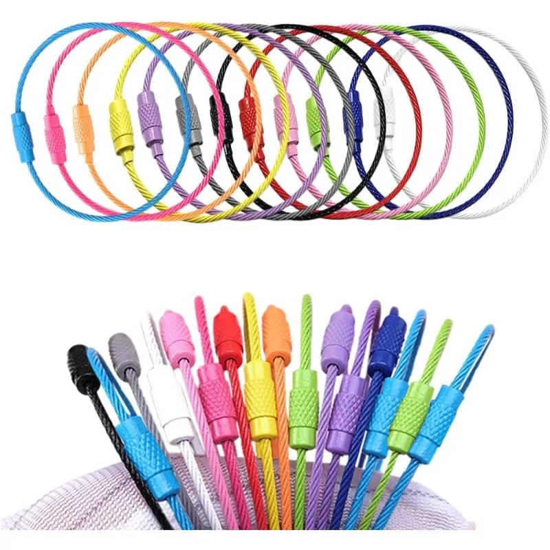 100-Pack Metal Luggage Tag Loops Holder Women Wire Keychain Cable Key Chain Rings for Crafts Keyrings Bag Tassels Jewelry Making