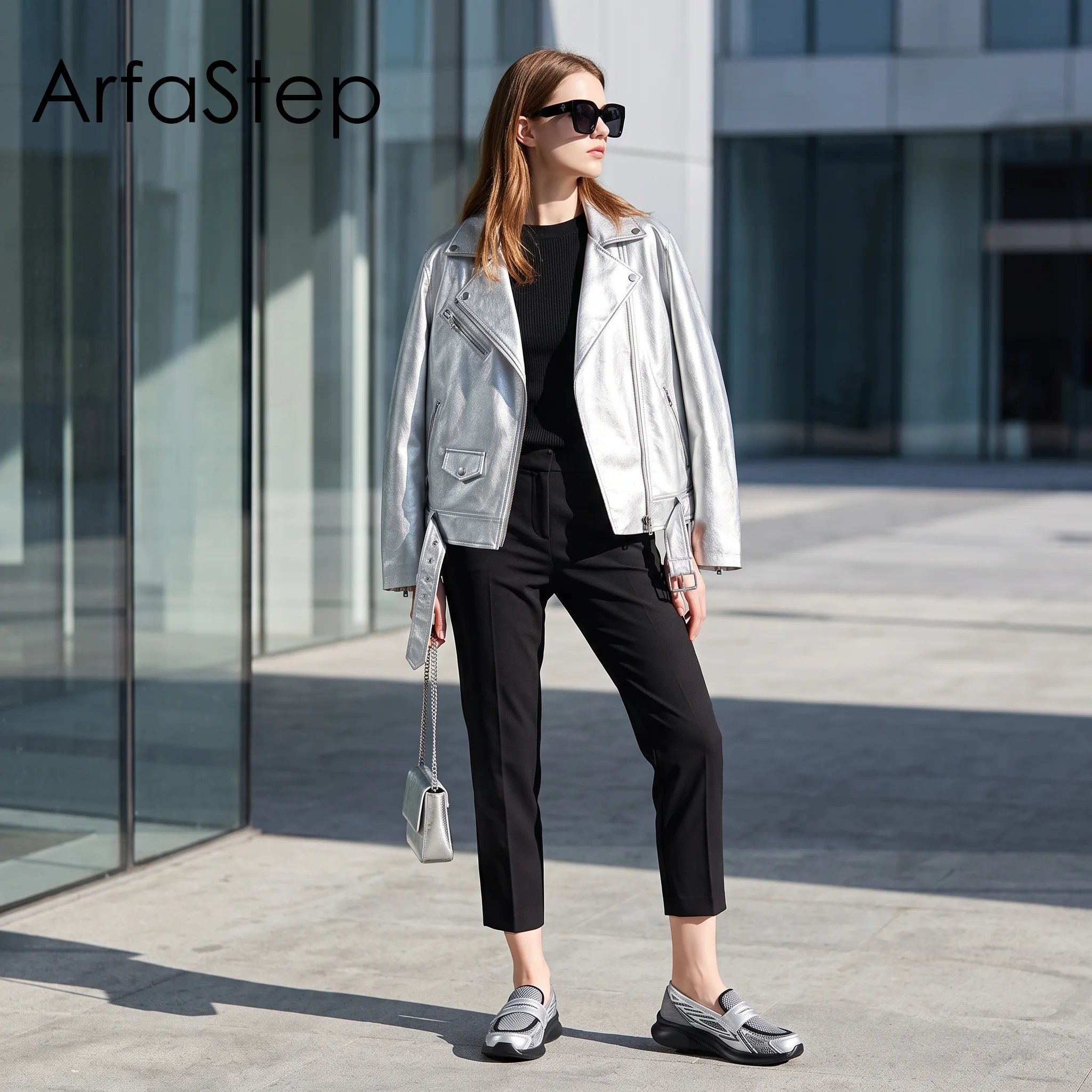 ArfaStep Damen-Loafer-Schuhe, Plateau-Penny-Loafer mit grober Sohle, bequeme Slip-On-Schuhe für Arbeit, Büro, Business, Freizeit, elegante Schuhe – Detail 3