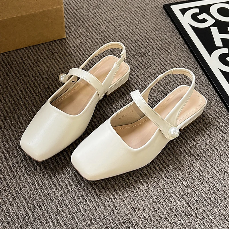 Flat Sandal Shoe Med 2024 Women\'s Mary Jane Summer Heels Espadrilles Platform Suit Female Beige Without Medium New Retro Girls C