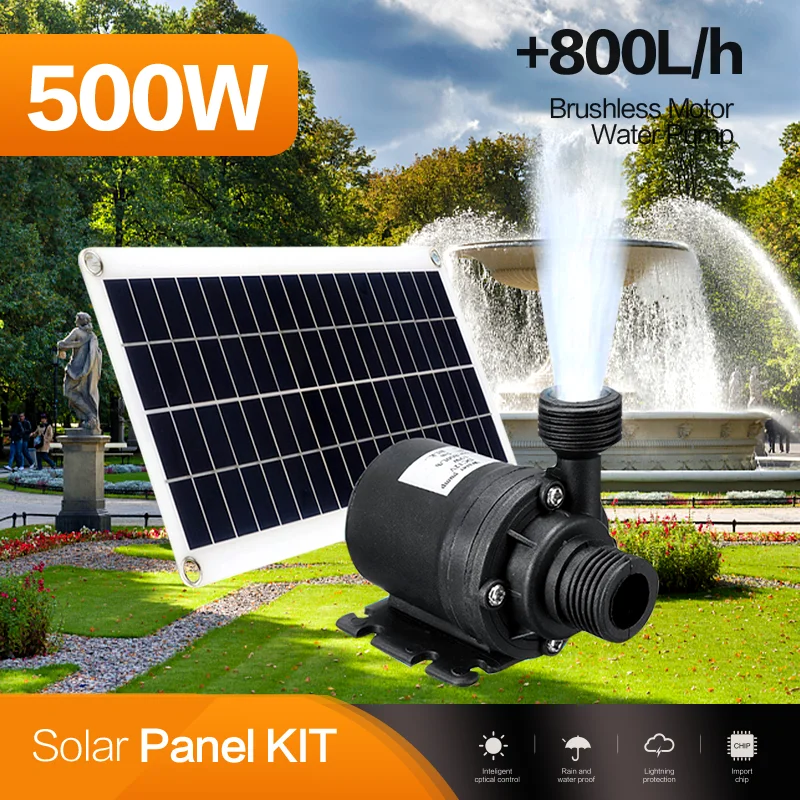 

500W 800L/H Powerful Solar Water Pump PET Solar Plate Watering Pump Generator System for Pool,Bird Bath,Pond,Garden,Fountain