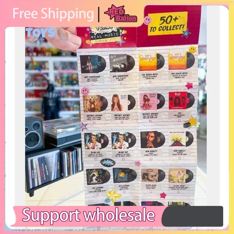 Mini Toca-Discos de Vinil em Miniatura - Modelo de Caixa de Música em Escala 1/6 com Britney Spears e Amy Winehouse