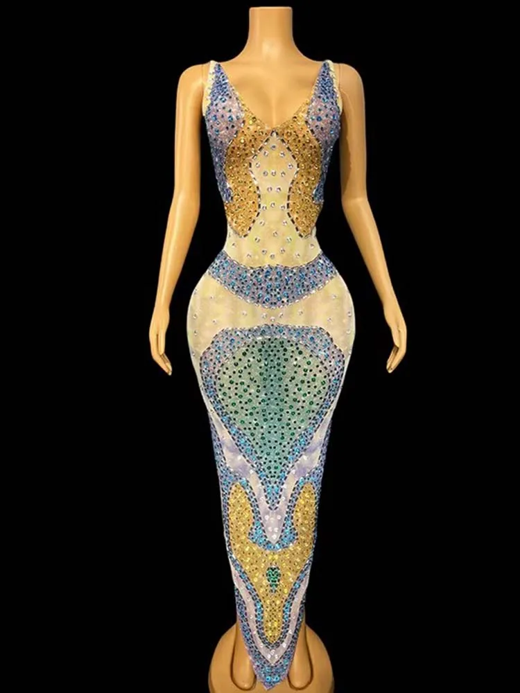 Hochwertiges, heißprägenes, sexy V-Ausschnitt, elastisches, unregelmäßiges Kleid, 2025, neue Mode, individuelle Damenbekleidung