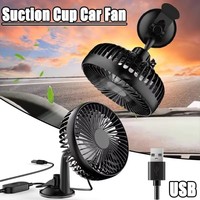 Low Noise 360° Rotatable Suction Cup Car Fan 12V/24v Universal 3-Speed ​​Control Powerful Car Cooling Fan USB Car Fan Desk Use