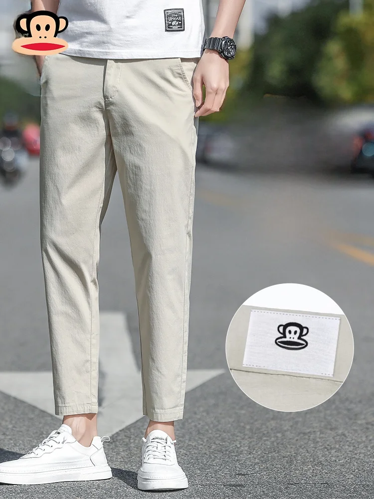 

PaulFrank Ice Silk Cotton Men's Casual Pants Summer Thin Straight Leg Nine Point Pants Breathable Comfortable Straight Tube P...