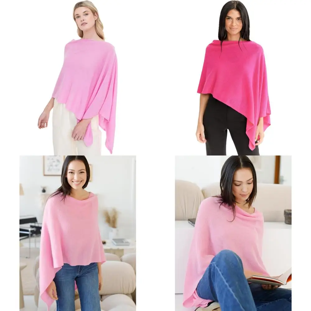 100% 캐시미어 랩 드레스 토퍼 판초 - 여성용 고급스러운 드레이프 캐시미어 커버업