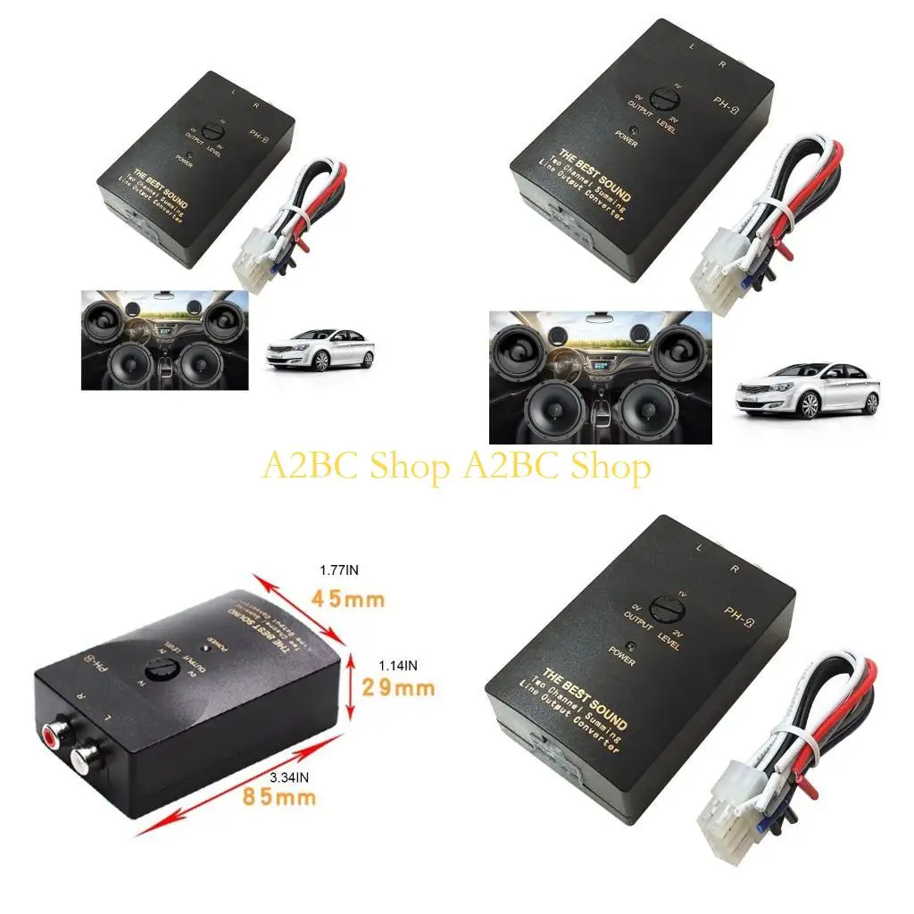 A2BC Car Stereo-Audio RCA-Speaker Amplifier High To Low Level Line Output Converter Adapter Wiring Adjustable Auto Part