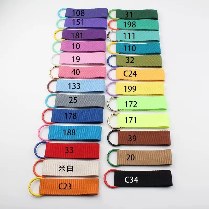 Blank Keychain Lanyard For Car Keys Solid Color Canvas Strap Keyring Baggage Tag Hanging Pendant Key Ring Key Chain Wholesale