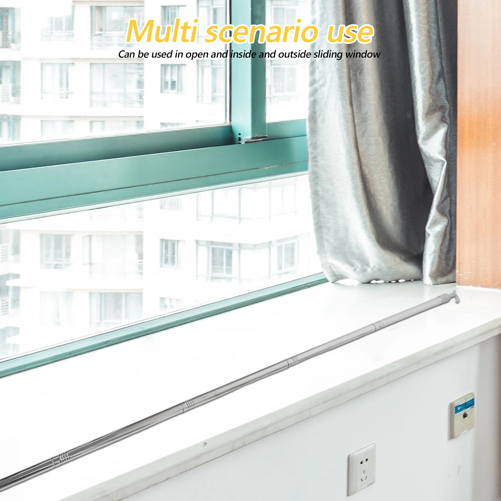 

2 M Skylight Pole with Hook Universal Fit Cordless Window Shade Tension Rod Strong Support for Large Awning and Drapery Control