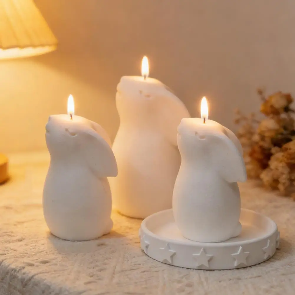 Cake Decoration Mold Rabbit Silicone Mold for Candle Wax Bunny Resin Casting Mold for Home Decor High Temperature Resistant