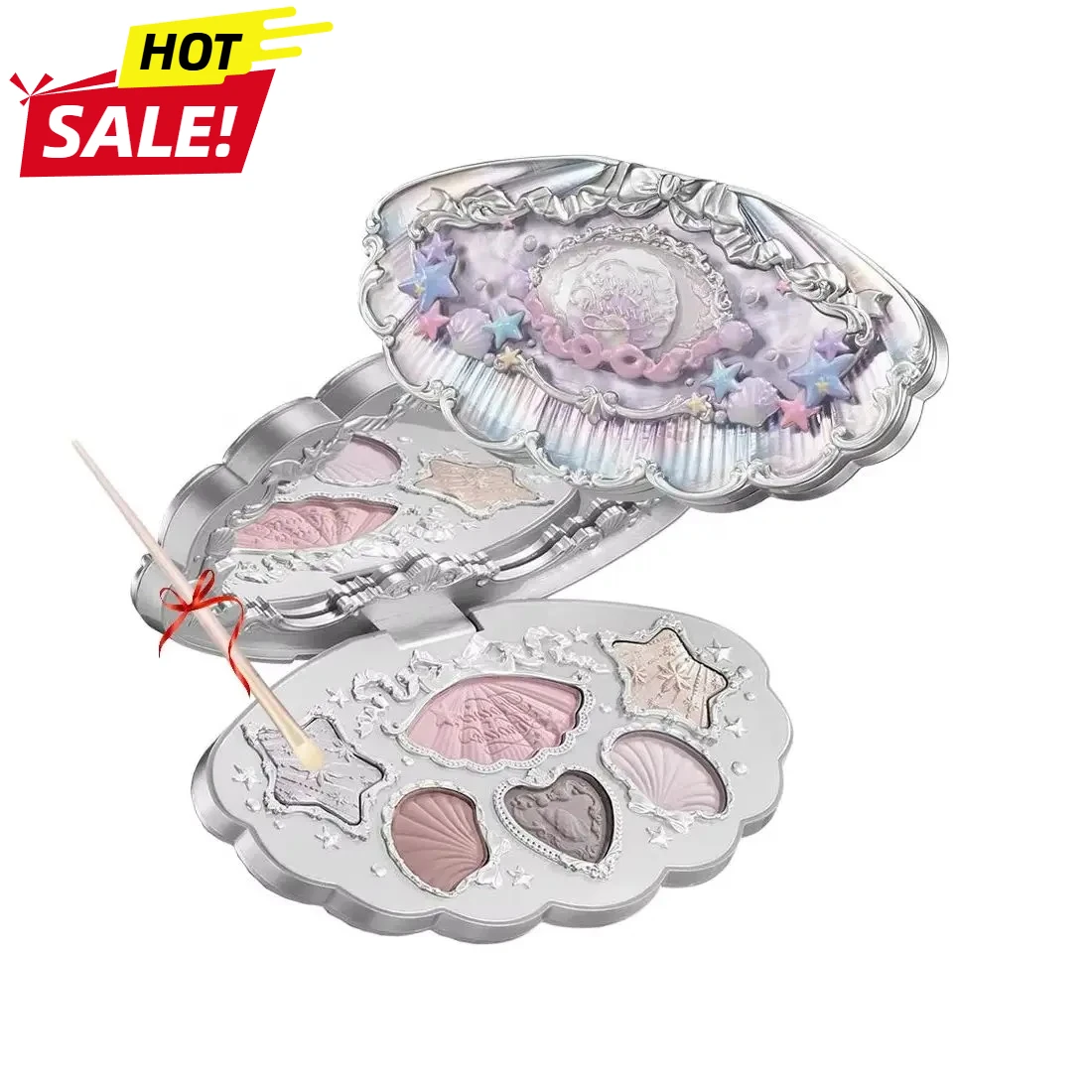 Flower Knows Shell's Jewel Palette de maquillage 6 couleurs mat miroitant hautement pigmenté longue durée Palette de fard à paupières sirène