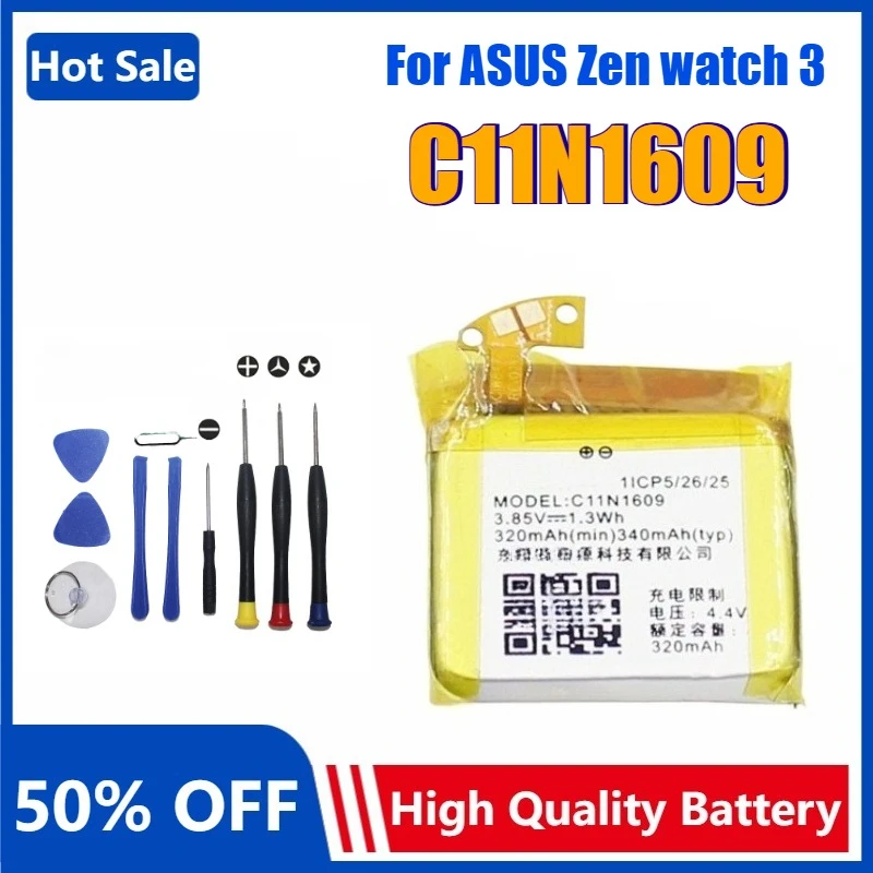 New Replacement Battery C11N1609 For ASUS Zenwatch 3 WI503Q Smartwatch Battery 340mAh