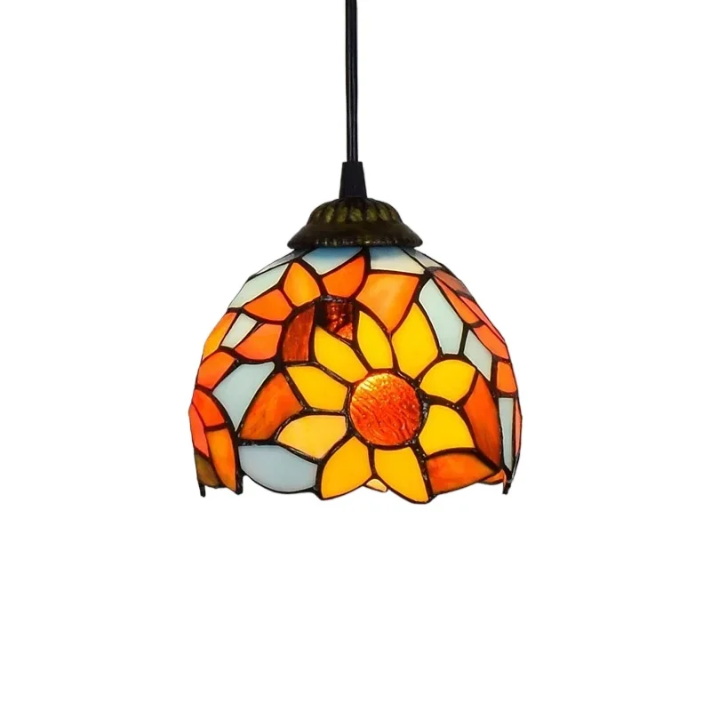 Stained Glass Tiffany Lamp, 6inch Vintage Pendant Light for Dining Room Bedroom Porch