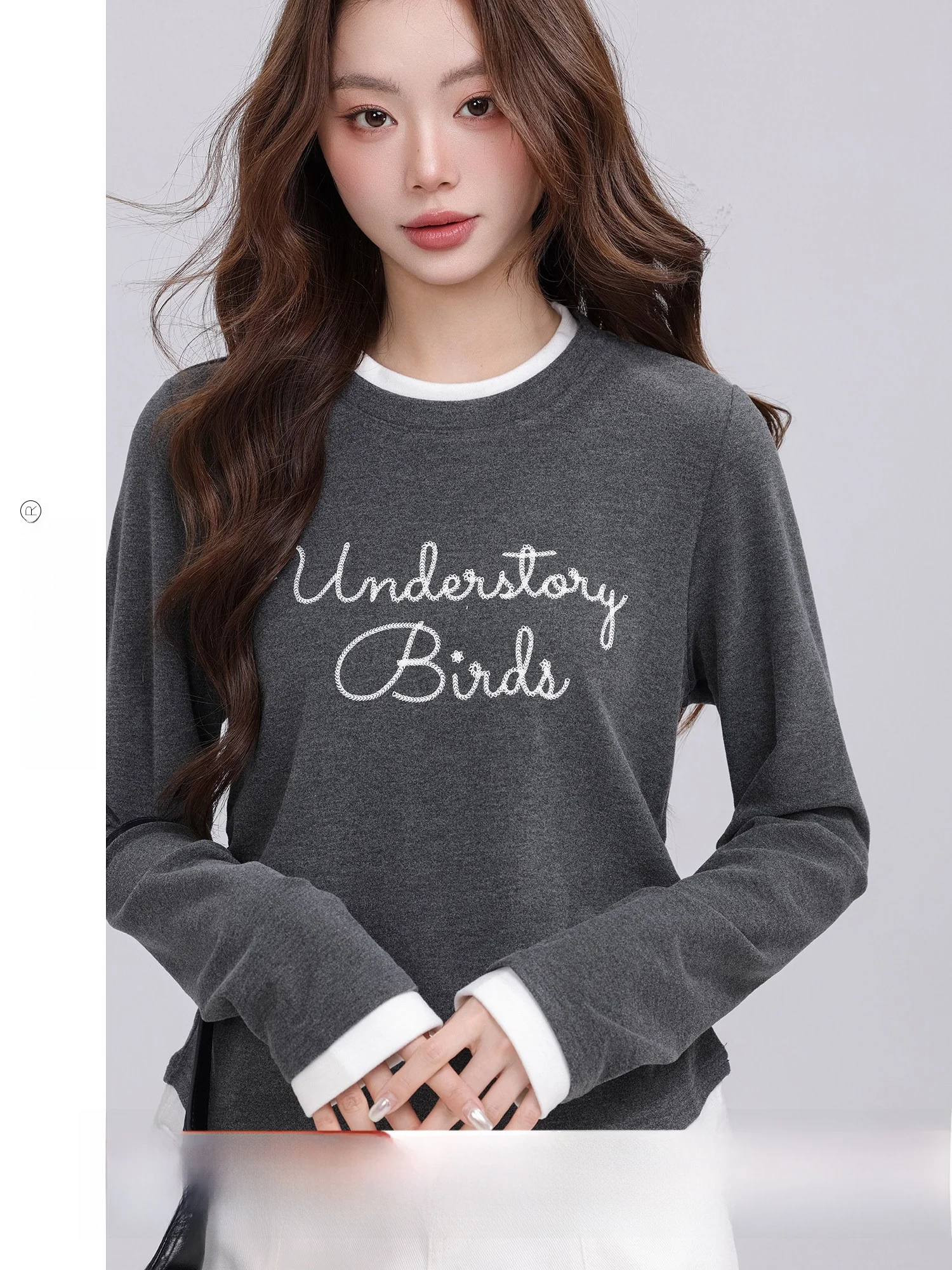 

Retro Sle Spliced Print Long Sve T-irt Women's ey Spring New Arrival Breathable Comfortable Cotton Polyester Blend