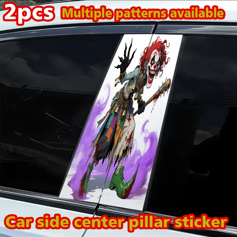 

2 шт. наклеек на B-стойку автомобиля, с изображением ужасного клоуна, устойчивая к царапинам персонализированная пленка