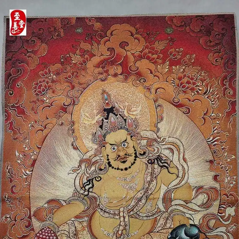 Tibet Tibetan Cloth Silk Buddha's light god of wealth Thangka Tangka Embroidery Painting Embroidery Hanging Pictures