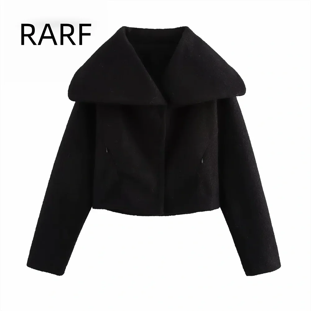 

2024 new women's clothing design sense big lapel shawl style casual short jacket long sleeved top jacket