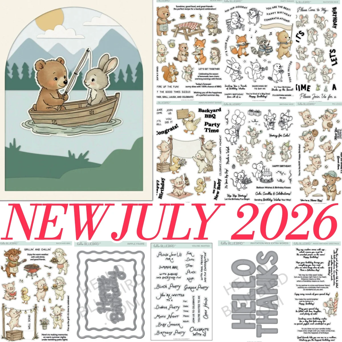 Juli 2026 BBQ Blockparty Banner Schwein Metall-Stanzformen Klare Stempel für DIY-Dekoration, Scrapbook, Kartenprägung, Basteln