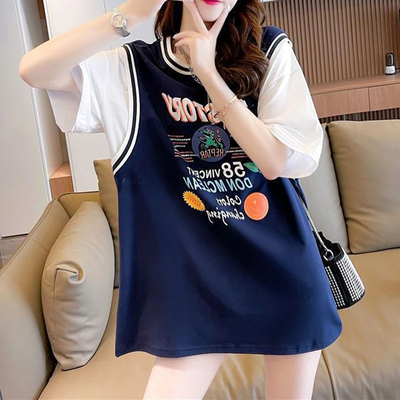 Women Korean Fashion Bikini Cover Ups 3 Piece Sets 2023 Summer Vacation Student Short Sleeve Loose Beachwear Swimsuits Outfits