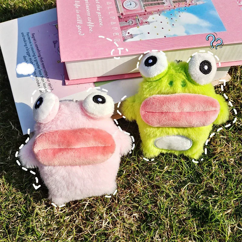 Plush Doll Pendant Couple Key Ring Backpack Charms Car Bag Decor Christmas Gift Cute Sausage Mouth Frog Key Chain Cartoon view 3